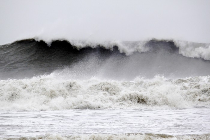 Massive waves from Hurricane Sandy, 29 October 2012 (photograph by Harrison Group via Flickr, CC BY-NC 2.0).